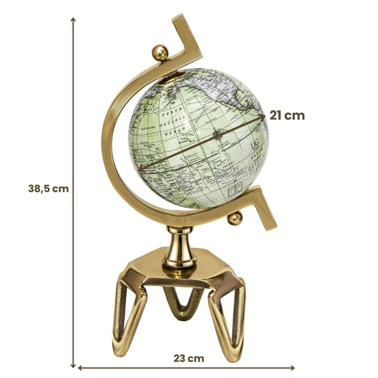 Globus na złotej podstawie o średnicy 21 cm