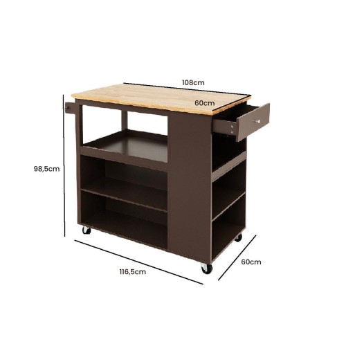 Wyspa kuchenna na kółkach 116,5 x 60 x 98,5cm