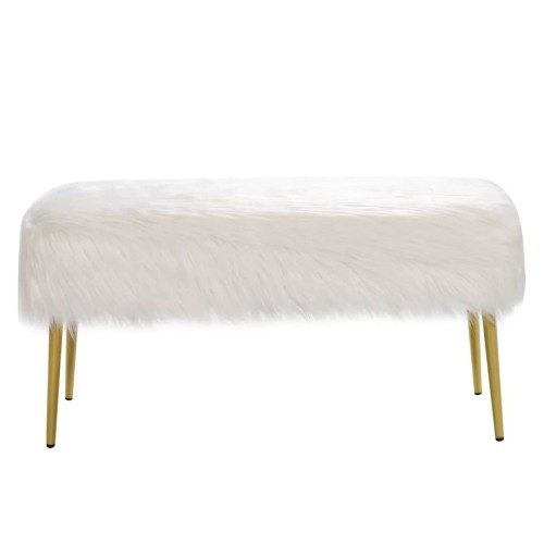 Ławeczka z siedziskiem ze sztucznego futra 91 x 35,5 x 45,5 cm