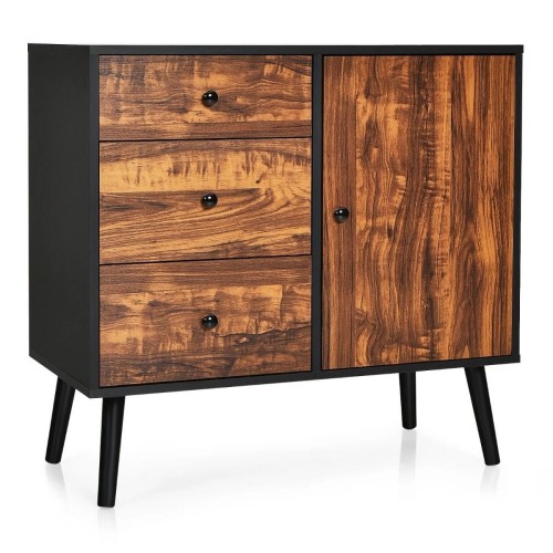 Komoda retro z 3 szufladami i szafką z drzwiczkami 80 x 40 x 76,5 cm