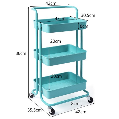 Wózek organizer na kółkach z 3 półkami