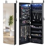 Organizer na biżuterię z 6 lampkami LED i 2 szufladami 36 x 10 x 108 cm