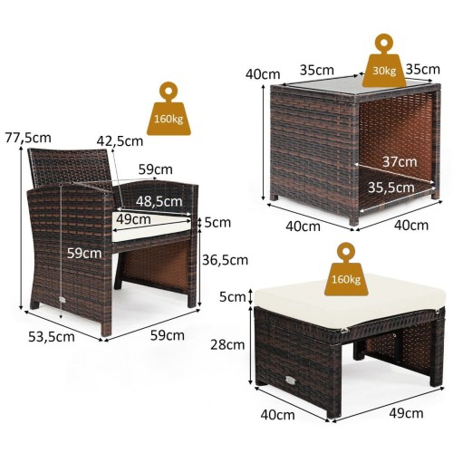 5-częściowy komplet mebli rattanowych