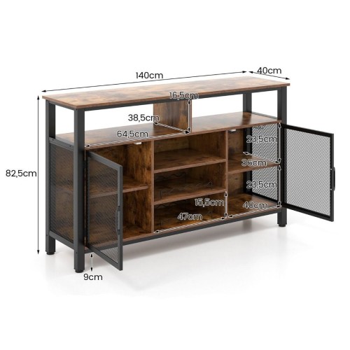 Drewniany kredens w stylu industrialnym 140 x 40 x 82,5 cm