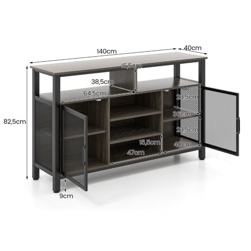 Drewniany kredens w stylu industrialnym 140 x 40 x 82,5 cm
