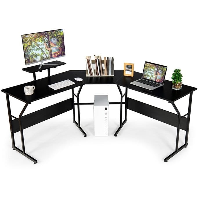 Biurko narożne z podstawką pod monitor 225 x 48 x 91 cm