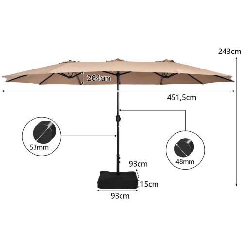 Parasol ogrodowy podwójny na balkon taras