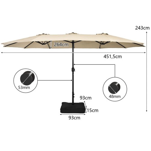 Parasol ogrodowy podwójny na balkon taras
