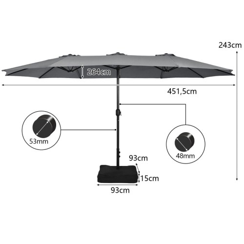 Parasol ogrodowy podwójny na balkon taras
