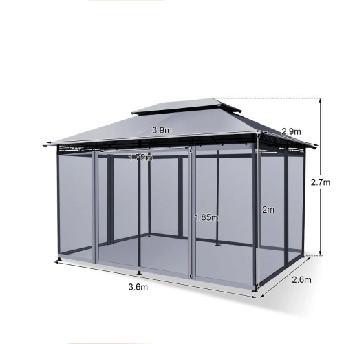 Altana ogrodowa z moskitierą 3,9 x 2,9 x 2,7 m