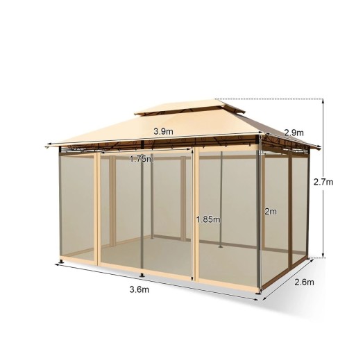 Altana ogrodowa z moskitierą 3,9 x 2,9 x 2,7 m
