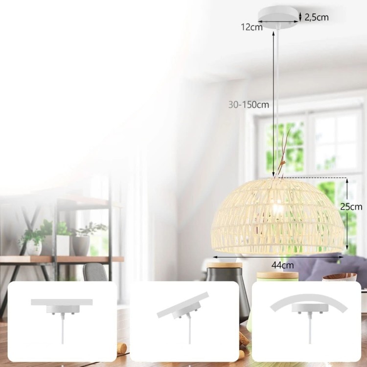 Ręcznie tkana lampa wisząca z regulacją wysokości