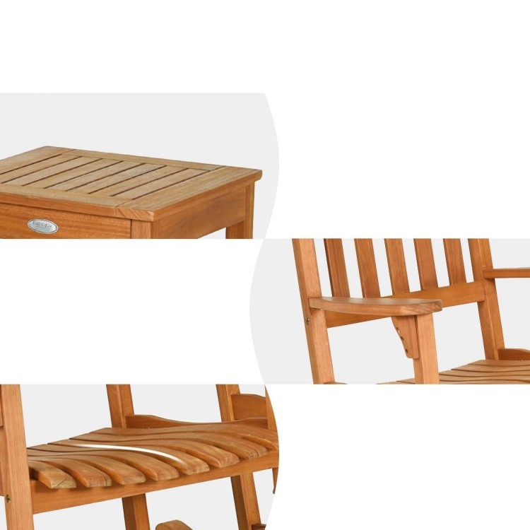 Zestaw stolik i 2 fotele bujane drewniane
