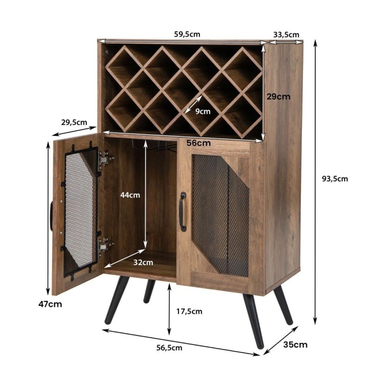 Szafka na wino w stylu industrialnym rustykalny brąz