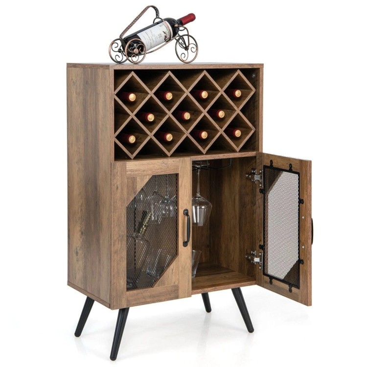 Szafka na wino w stylu industrialnym rustykalny brąz