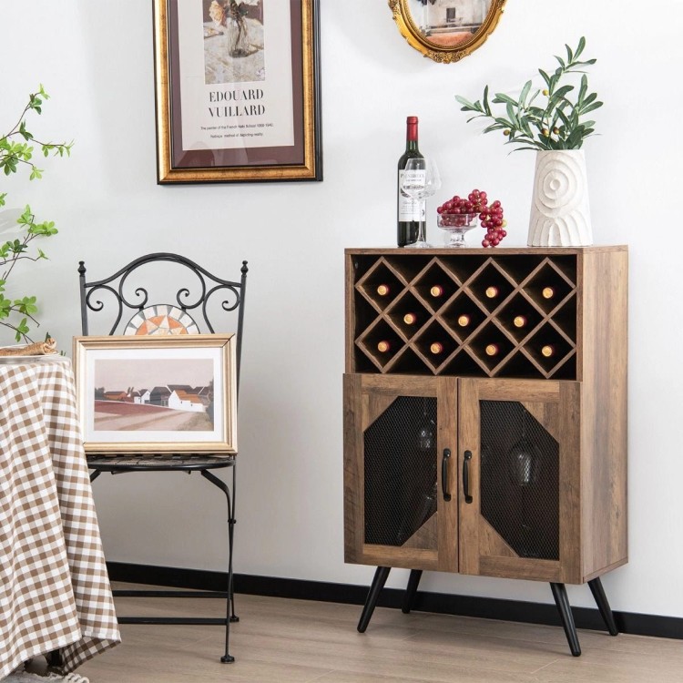 Szafka na wino w stylu industrialnym rustykalny brąz