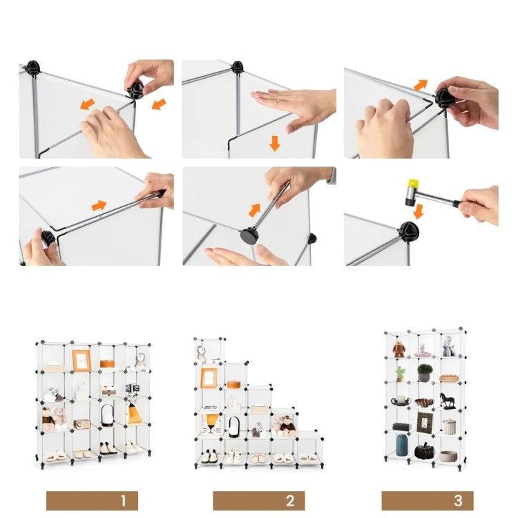 Modułowy organizer 16 półek 124 x 30 x 128 cm