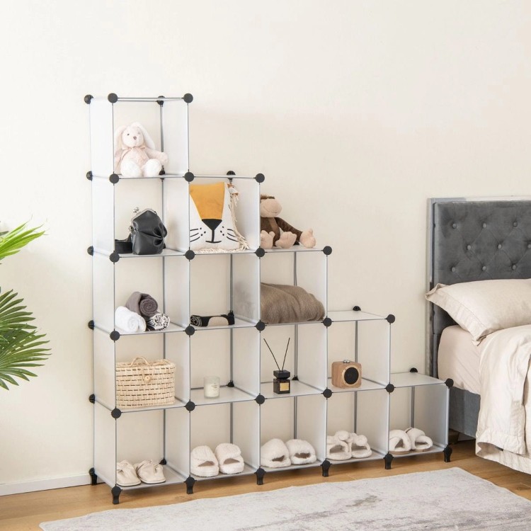 Modułowy organizer 16 półek 124 x 30 x 128 cm