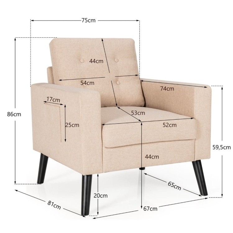 Nowoczesny fotel w stylu skandynawskim 75 x 81 x 86 cm