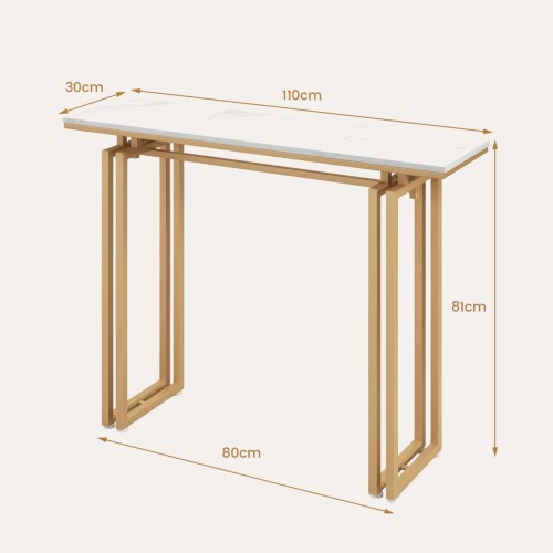 Konsola z blatem imitującym marmur 110 cm złota