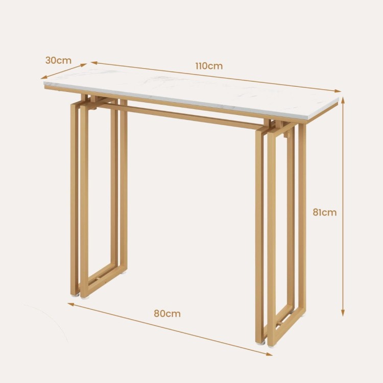 Konsola z blatem imitującym marmur 110 cm złota