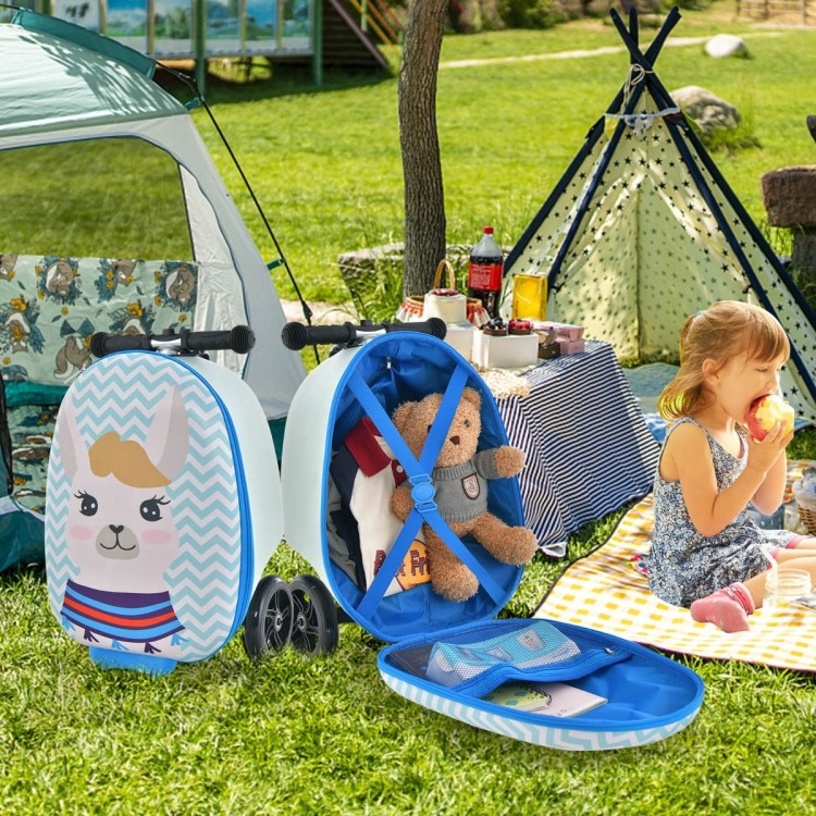 Dziecięca walizka z hulajnogą i podświetlanymi kołami