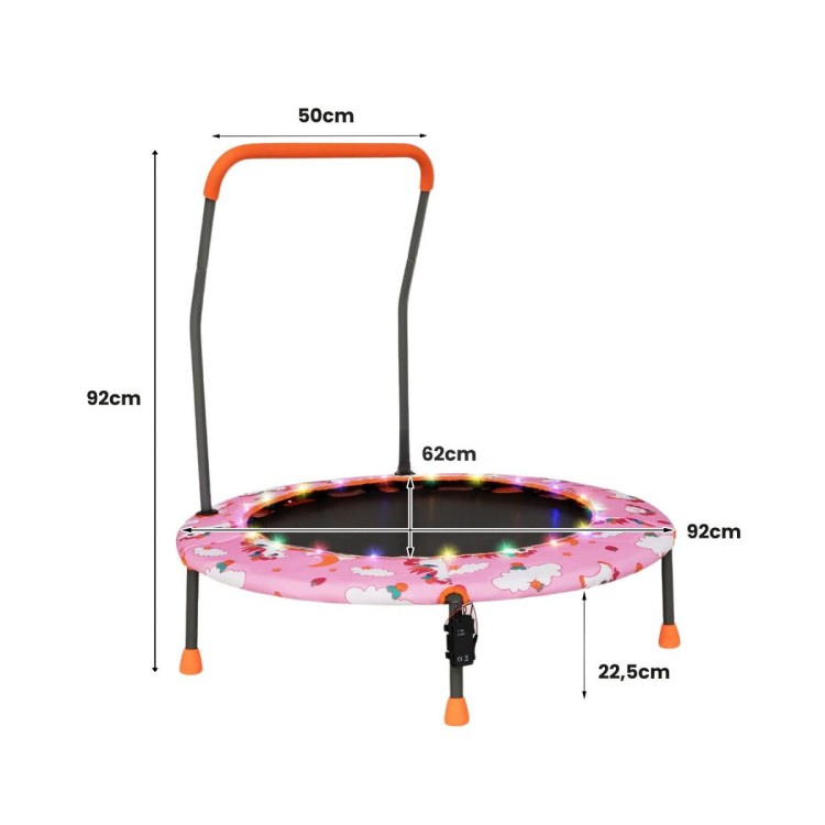 Trampolina dla dzieci z poręczą i światłami LED