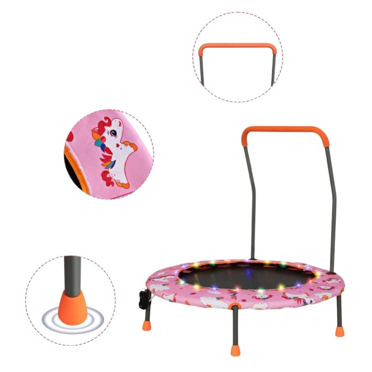Trampolina dla dzieci z poręczą i światłami LED