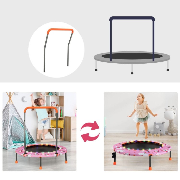 Trampolina dla dzieci z poręczą i światłami LED
