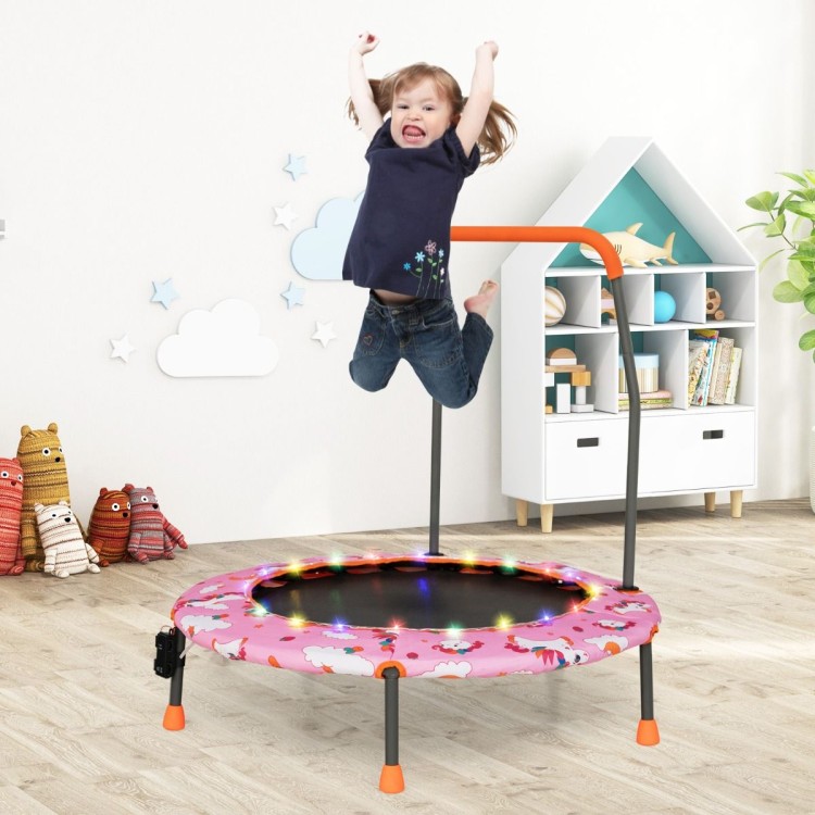 Trampolina dla dzieci z poręczą i światłami LED