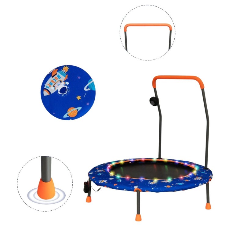 Trampolina dla dzieci z poręczą i światłami LED