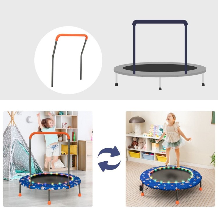 Trampolina dla dzieci z poręczą i światłami LED