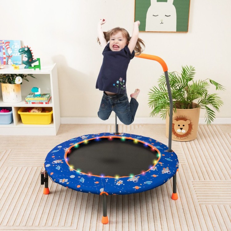 Trampolina dla dzieci z poręczą i światłami LED