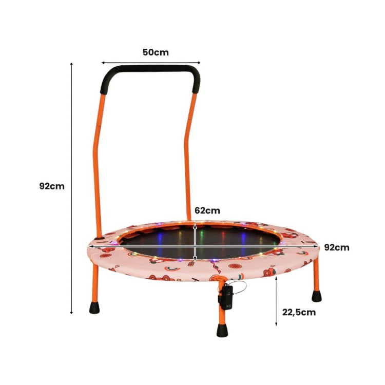 Trampolina dla dzieci z poręczą i światłami LED