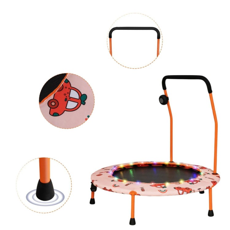 Trampolina dla dzieci z poręczą i światłami LED