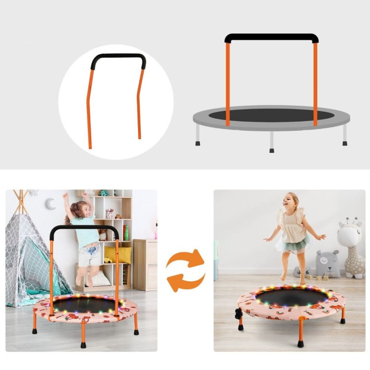 Trampolina dla dzieci z poręczą i światłami LED