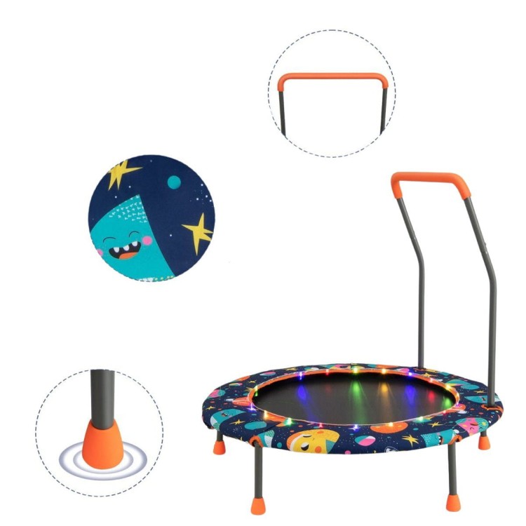 Trampolina dla dzieci z poręczą i światłami LED