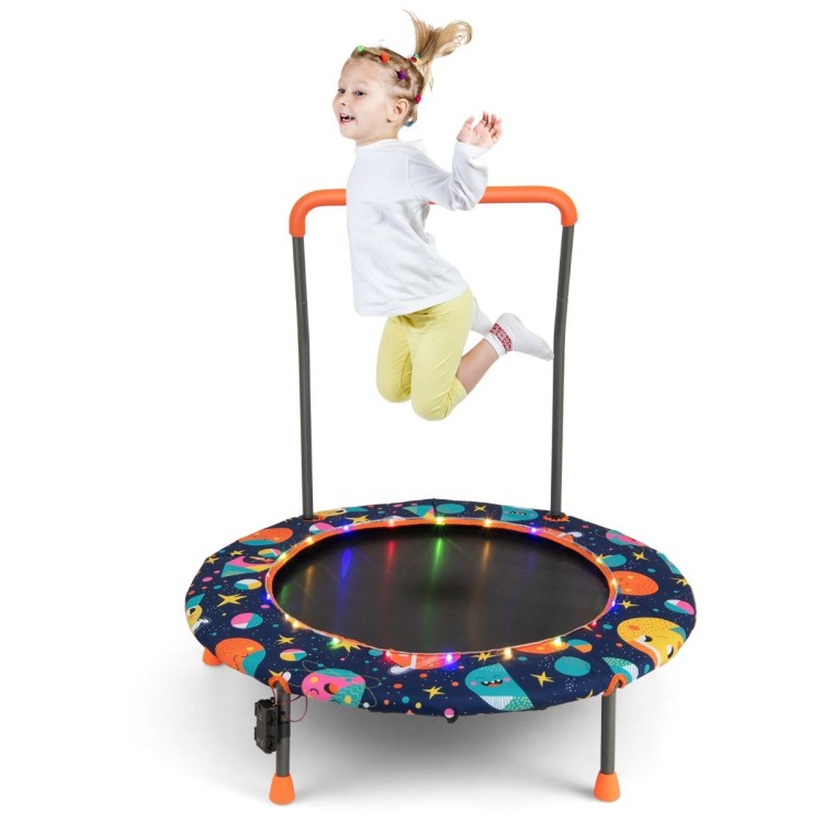 Trampolina dla dzieci z poręczą i światłami LED