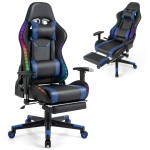 Fotel gamingowy z podświetleniem LED RGB niebieski 