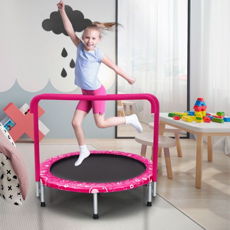 Składana trampolina z poręczą dla dzieci do zabawy i ćwiczeń