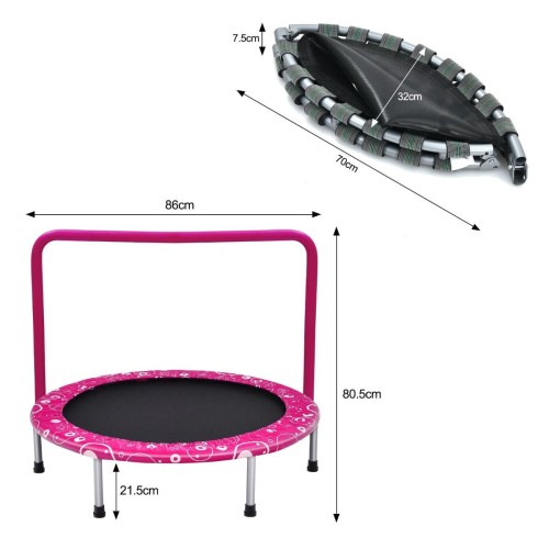 Składana trampolina z poręczą dla dzieci do zabawy i ćwiczeń