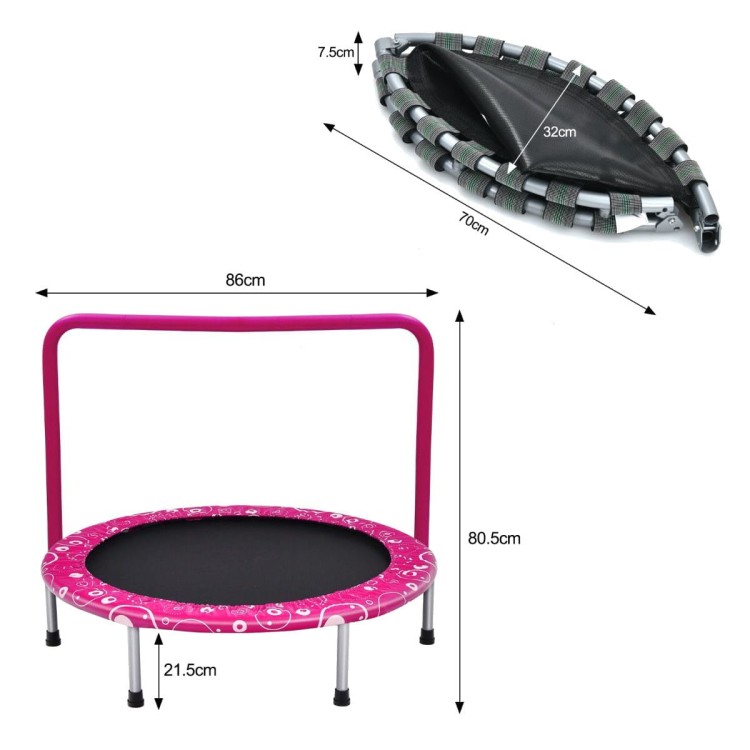 Składana trampolina z poręczą dla dzieci do zabawy i ćwiczeń