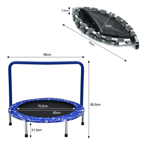 Składana trampolina z poręczą dla dzieci do zabawy i ćwiczeń