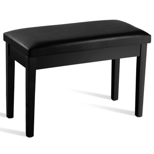 Drewniany długi taboret do pianina, z pełnego drewna i ekoskóry