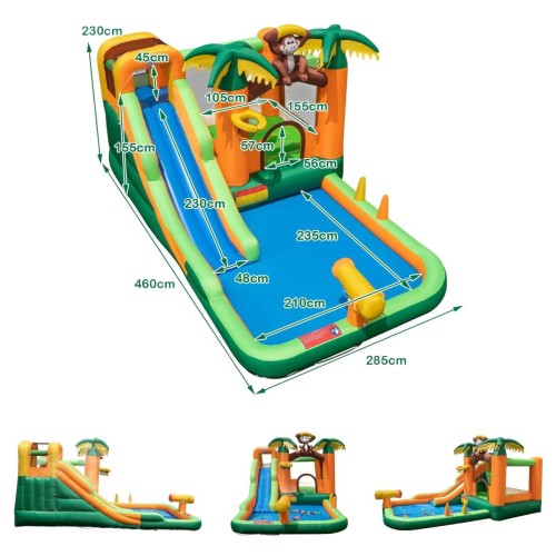 Dmuchany zamek wodny ze zjeżdżalnią i trampoliną