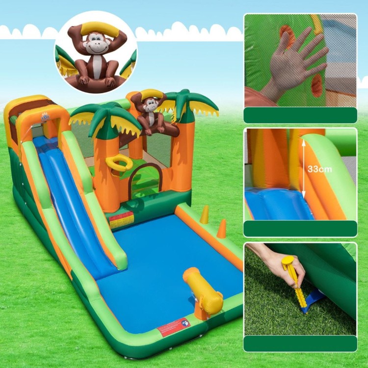 Dmuchany zamek wodny ze zjeżdżalnią i trampoliną