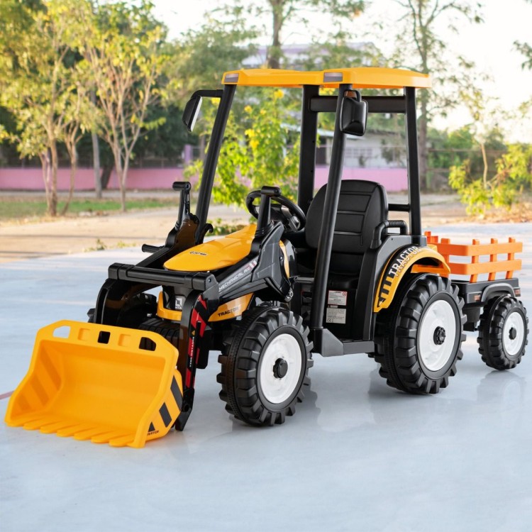Traktor elektryczny dla dzieci z łyżką i przyczepą