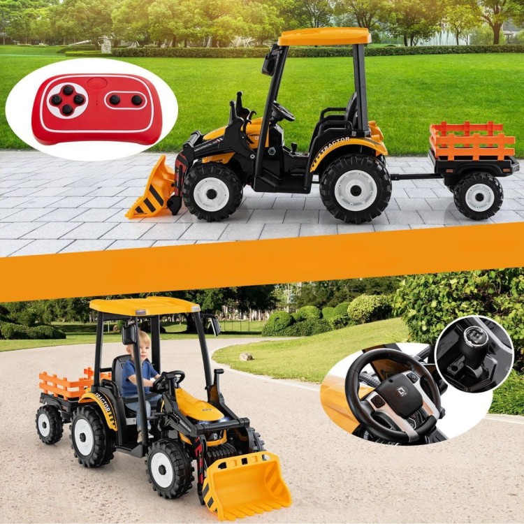 Traktor elektryczny dla dzieci z łyżką i przyczepą