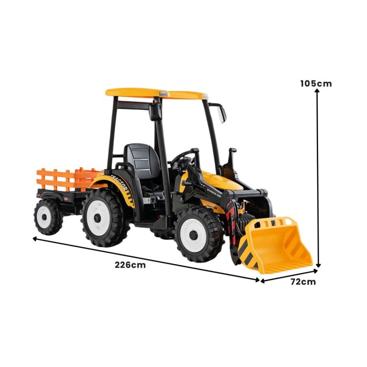 Traktor elektryczny dla dzieci z łyżką i przyczepą