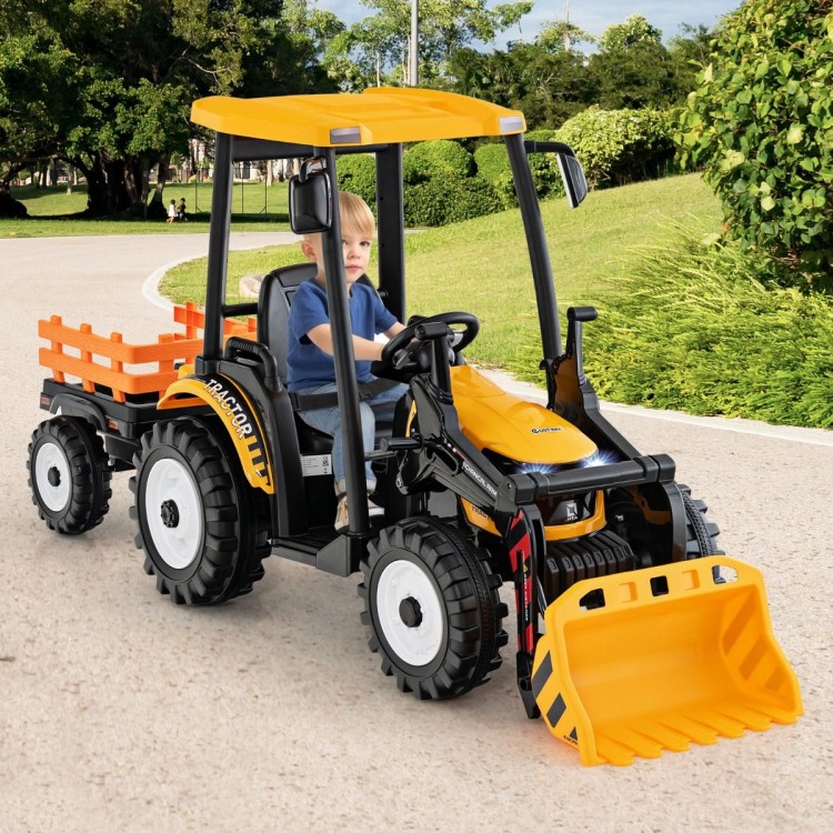 Traktor elektryczny dla dzieci z łyżką i przyczepą
